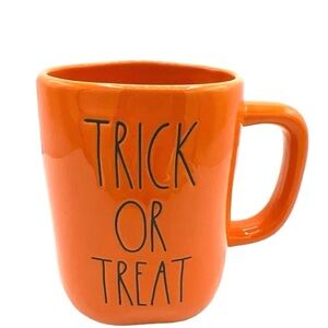Rae Dunn Vibrant Orange Halloween Mug Trick or Treat Pumpkins 16 Ounces